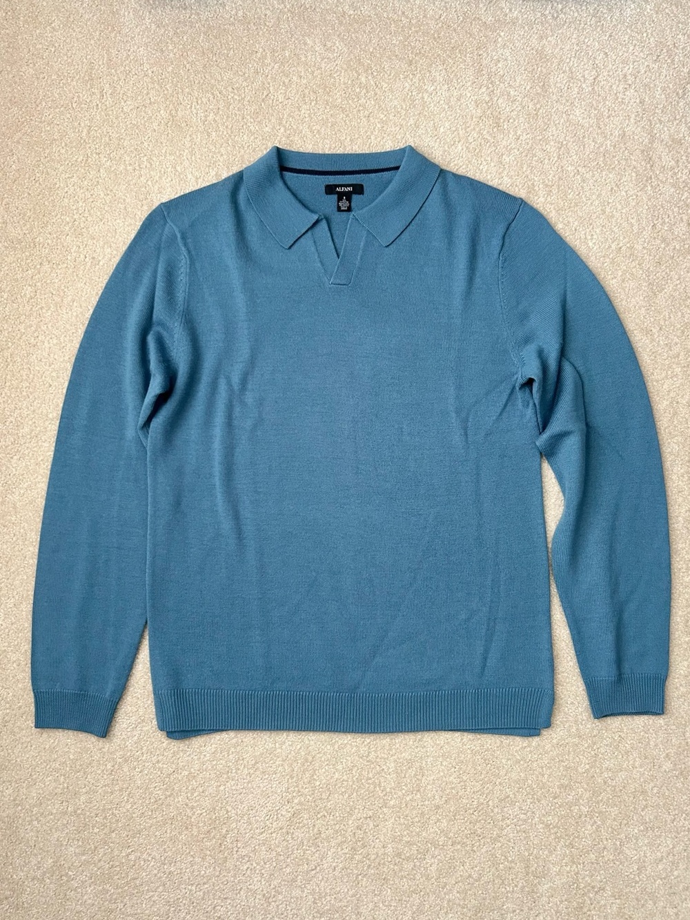Alfani Long Sleeve John Collar Extra Fine Merino Wool Sweater